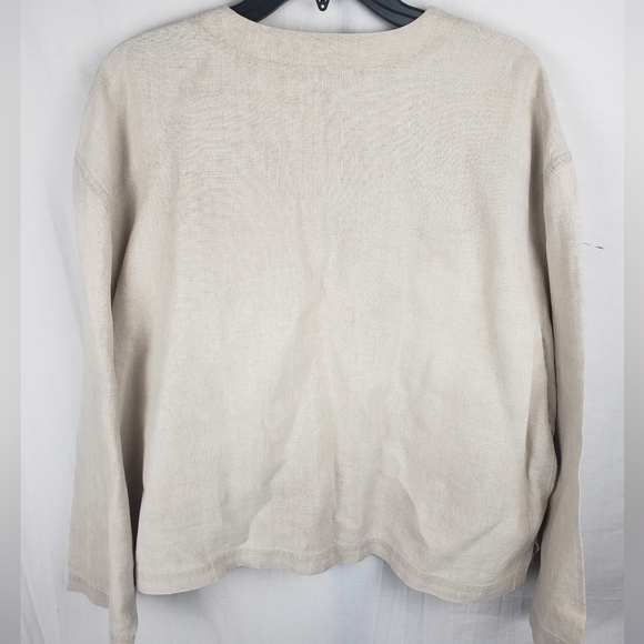 J.Jill Beige 100% Linen Wood Button-Up Cardigan Jacket Sz M - Picture 3 of 7